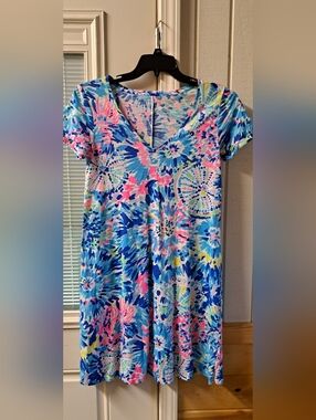 Lilly Pulitzer T Shirt Dress Roll Short Sleeve Cotton Breathable Beach Comfort S